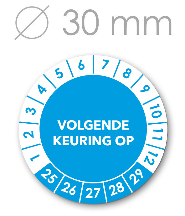 Volgende Keuring tot 5 jaargangen 30 mm BLAUW